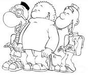 coloriage manu hugo et vomito les amis de titeuf rigolent